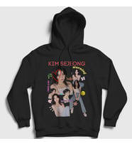 Presmono Unisex Beyaz Poster Kim Sejeong Kapüşonlu Sweatshirt 524080tt (Siyah)
