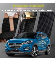 Hyundai Tuscon Siyah Renk Tay Tüyü Cepli & Terletmez Sırtlı Oto Koltuk Minder Seti - Koltuk Koruma Kılıfı (ÖN & ARKA TAM SET)