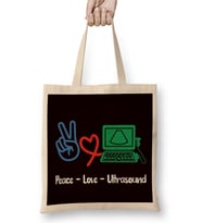 Peace Love Ultrasound Sonography Echography Doctor Hospital Bez Çanta Uzun Saplı
