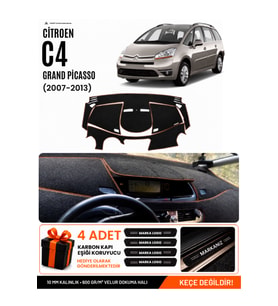 e-biz CITROEN C4 GRAND PİCASSO (2007-2013) Uyumlu Torpido Örtüsü - Siyah-Kahverengi - CI010
