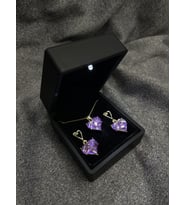 Kalpli Love Kolye ve Küpe Set Kombin - Özel Işıklı Kutu İle Birlikte