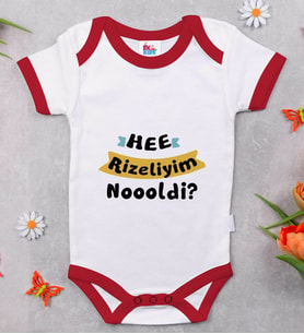 BK Kids Rizeliyim Tasarımlı Kırmızı Bebek Body Zıbın-2