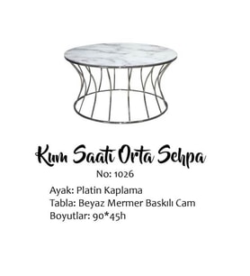 Brc 133557 sehpa kum saat Model BEYAZ MERMER TEMPER Cam Çelik PLATİN Renk Kaplama