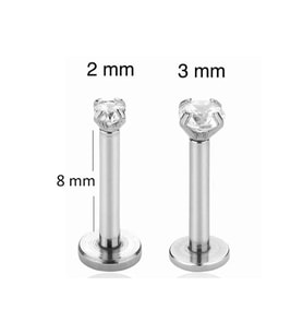 Tektaş Cerrahi Çelik Piercing Tragus Helix Kıkırdak Conch Gümüş Renk 8 mm (2 Adet)