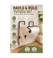 Yapışkanlı Rulo Kağıt Tutucu ve Havlu Askılığı – Banyo ve Mutfak İçin 2’li Set