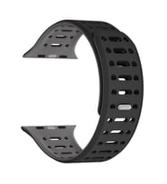 Apple Watch 7/8/9 41mm Kordon Renkli 3Delikli Esnek Silikon Strap 124 (Siyah-Gri)