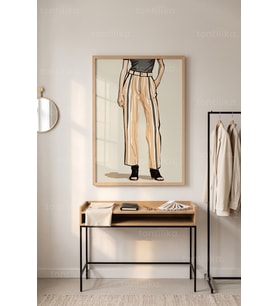 Minimalist Moda İllüstrasyonu 1. Kalite Ahşap Çerçeveli Tablo
