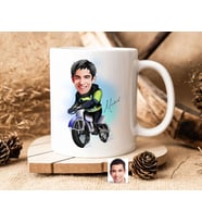 Bk Gift Kişiye Özel Motorcu Karikatürlü Beyaz Kupa Bardak-1, Sevgiliye Hediye, Arkadaşa Hediye