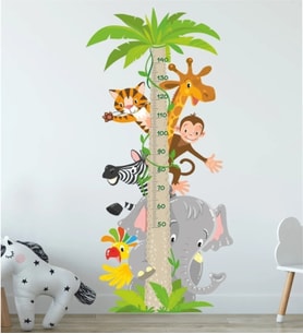 Sevimli Hayvanlar Temalı Boy Ölçer Duvar Sticker Seti Çocuk Odası Duvar Sticker Seti