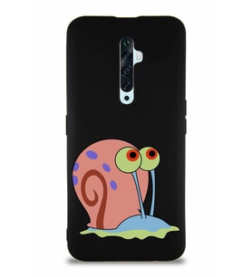 Oppo Reno 2Z Soft Premier Kapak Salyangoz Gary Tasarımlı Silikon Kılıf - Siyah (Şeffaf)