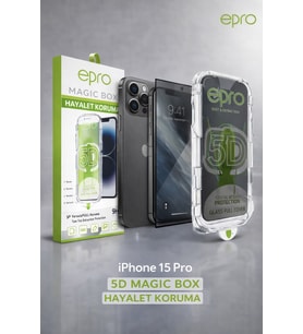 Epro iPhone 15 Pro 5D Magic Box Hayalet Koruma Tam Ekran Cam Ekran Koruyucu