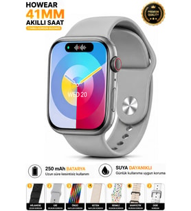 HW Mini 2 Akıllı Saat 41mm Siyah 7 Kordon Bluetooth Smart Watch iPhone Android Huawei Uyumlu 9-10-11 (Gri)
