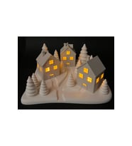 Yılbaşı Süsü Led Işıklı 3'lü Ev Dekorasyon Kış manzaralı tealight Ledli Kış evleri Led Mumlar Hediye