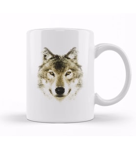 Geometric Animal Wolf Kupa Bardak Porselen