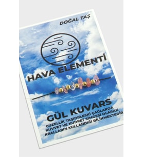 Hava Elementi Gül Kuvars Doğaltaşlı İp Bileklik