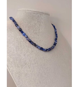 Sodalit Taşı YASSI Faset Kesim Kolye 6x4mm (Sabit Klipsli)