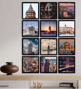 BK Gift 12 Parça Çerçeve Görünümlü Ahşap Tablo Seti (55x75cm)-8