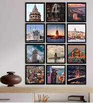 BK Gift 12 Parça Çerçeve Görünümlü Ahşap Tablo Seti (55x75cm)-8