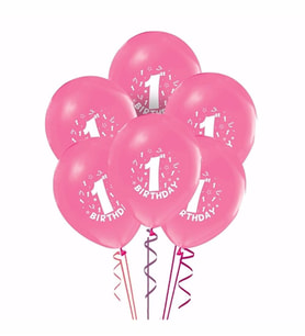 1 Yaş Baskılı Pembe Balon 10 Adet ( Balonlar Sönüktür)