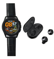 TWS Watch 4 LRD Classic 46mm Siyah Deri Kordonlu Akıllı Saat ve Buds Plus Siyah