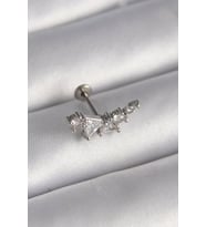 316L Çelik Gümüş Renk Zirkon Taşlı Tragus Piercing - TJ-PR1337