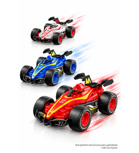 60 Derece Dönen Sürtmeli F1 Yarış Arabası Çek Bırak Akrobat Araba - 1 Adet (Asortili)