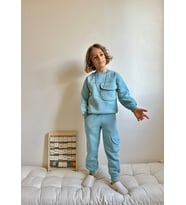 ERKEK ÇOCUK KARGO CEPLİ 3 İP EŞOFMAN TAKIMI (Yeşil)