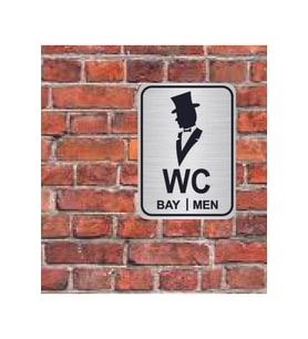 Şapkalı Bay Men Wc Yazılı Metal Yönlendirme Levhası 15x12 Cm