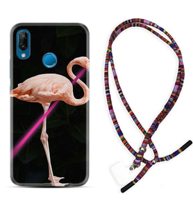 Huawei P20 Lite Mate 10 20 Lite Pro P40 Lite KılıfBoyun Asklı Rasta Silikon Line Filamingo 1776