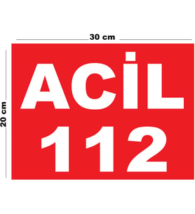 Metal Acil 112 20cm x 30cm A4 Büyüklüğünde Uyarı Levhası Yönlendirme Tabelası