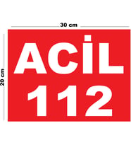 Metal Acil 112 20cm x 30cm A4 Büyüklüğünde Uyarı Levhası Yönlendirme Tabelası