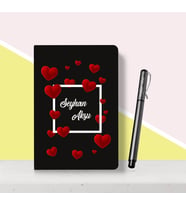BK Gift Kişiye Özel Kalpli Siyah Defter Kalem Seti-1
