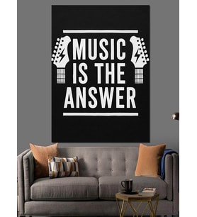 Müzik Yazılı Siyah Poster Dekoratif Kanvas - Mdf Ahşap Tablo