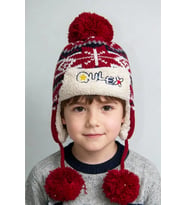 Jakarlı Unisex Çocuk Pilot Bere 1146 beyaz (Kırmızı)