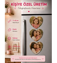 3 Kalpli Anne Çocuk Fotoğraf Magneti Kişiselleştirilebilir Sevgi Dolu Anı Hediyesi