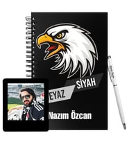 Kartal Tasarımlı Ahşap Defter Kalem &  Instagram Çerçeve Hediye Seti HC61