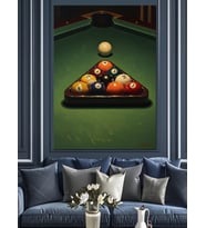 Bilardo Masasında Duran Renkli Toplar Dekoratif Kanvas - Mdf Ahşap Tablo