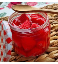 Çilek reçeli görünümlü kokulu kavanoz mum el yapımı (Neon Pembe)