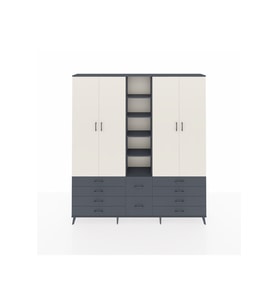 Arges Dolap 9 Raflı 10 Çekmeceli 2 Askılı 220x30x243 Antrasit-Aytaşı/Antrasit