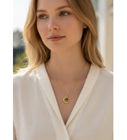 Çelik Gold Taşlı Ay Kolye - 25ctr418