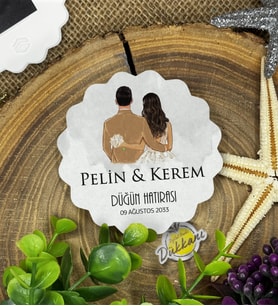 6cm Özel Baskılı Magnet Uv Baskılı - Gelin Damat 4