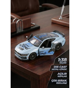 Kinsmart 2024 Ford Mustang Dark Horse 1:38 Çek Bırak Metal Model Araba Gri - Özel Livery Seri