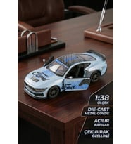 Kinsmart 2024 Ford Mustang Dark Horse 1:38 Çek Bırak Metal Model Araba Gri - Özel Livery Seri
