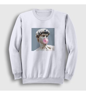 Presmono Unisex Beyaz Bubble Gum David Davut Michelangelo Sweatshirt 302860tt