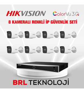 Hikvision 4 MP 8 Kameralı AcuSense ColorVu 3.0 AI İp Güvenlik Kamera Seti (Dahili Mikrofonlu)