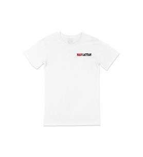 Manhattan Cep Logo Tasarımlı Beyaz Tişört