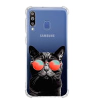 PrintiFy Samsung Galaxy M30 Uyumlu Kedi 3 Baskılı Şeffaf Köşe Korumalı Antişok Kılıf