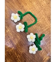 2 Lİ TRİKO ÖRME BEYAZ ÇİÇEK DİKİŞ GİYİM AKSESUARI 27X8 CM