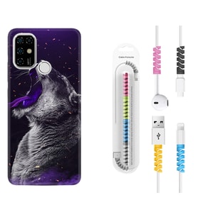 Casper E30 F20 X20 Kılıf Kablo Koruma Spiral Silikon Purple Leopar 1750