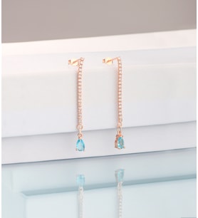 925 Ayar Gümüş Damla Aquamarine Su Yolu Küpe
